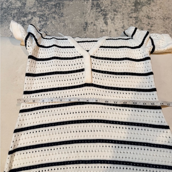 Seraphine Maternity Black and White Striped Midi Dress - Picture 5 of 11